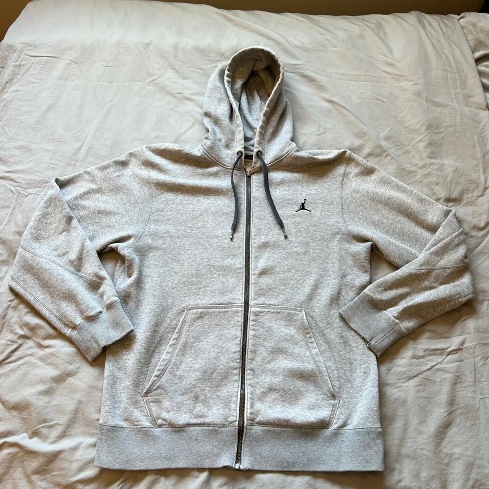 JORDAN‎ Hoodie Mens Medium Gray Full Zip Sweatshirt Pullover Jacket Pre-Loved
